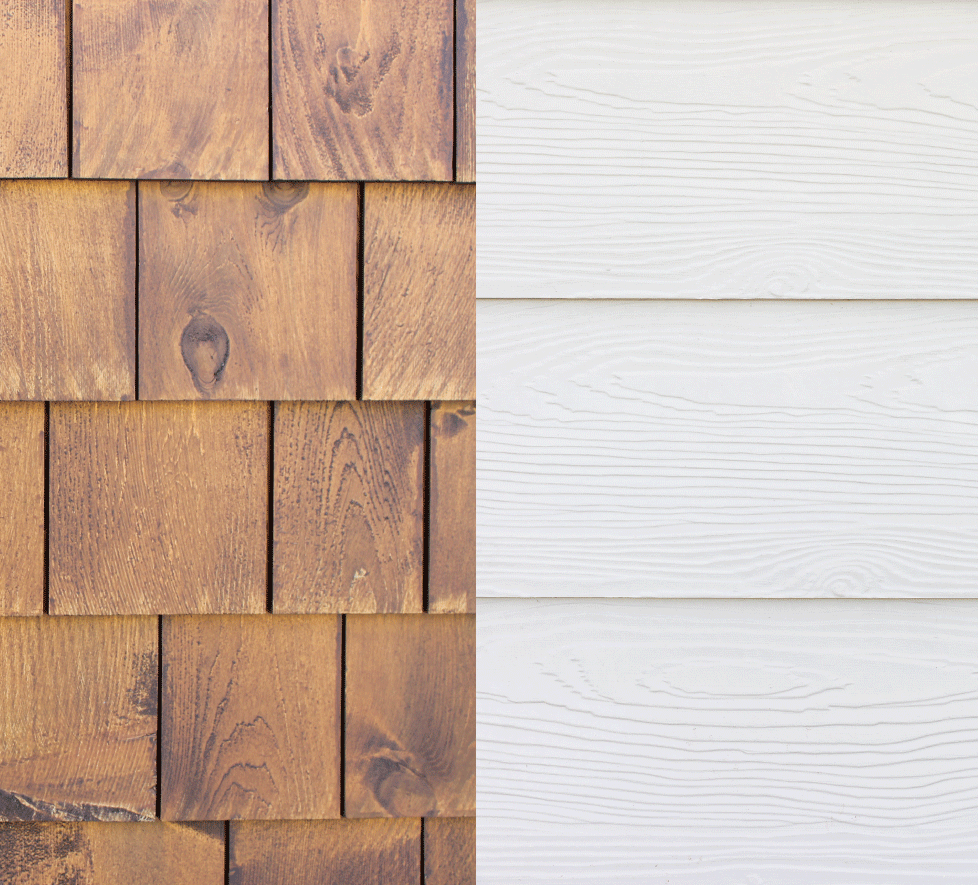 cedar and fiber cement siding compared side by side